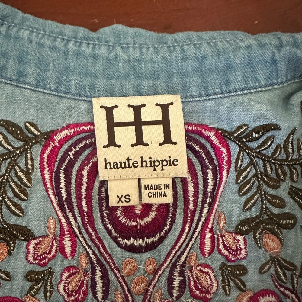 Haute Hippie Embroidered Chambray Shirt - Picture 8 of 8